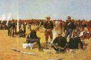 Frederick Remington A Cavalryman's Breakfast on the Plains USA oil painting artist